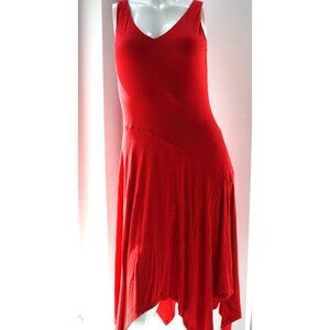 International Concepts Womens Red Handkerchief Hem Fit & Flare Dress